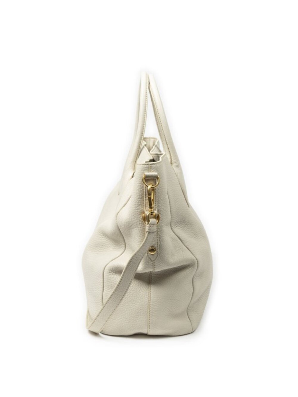 Prada Convertible Snap Button Tote Ivory Vitello Daino - Picture 4 of 10